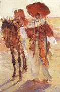 Victor Prouve Arab Horseman oil on canvas